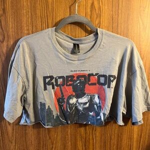 RoboCop Graphic Cropped T-Shirt in Gray